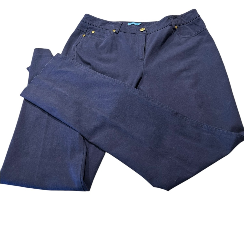 J. McLaughlin Navy Blue Trousers with Gold Accents